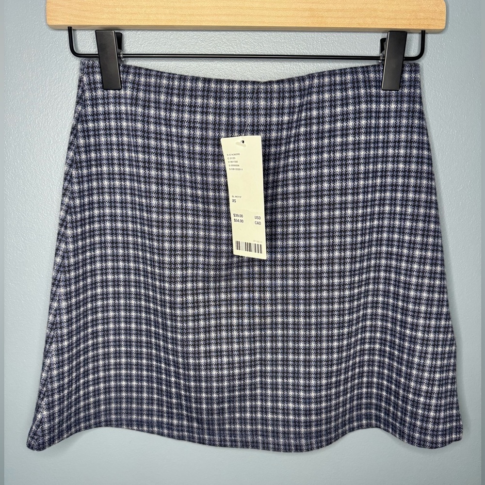 NWT Urban Outfitters Navy Plaid Mini Skirt | Size XS